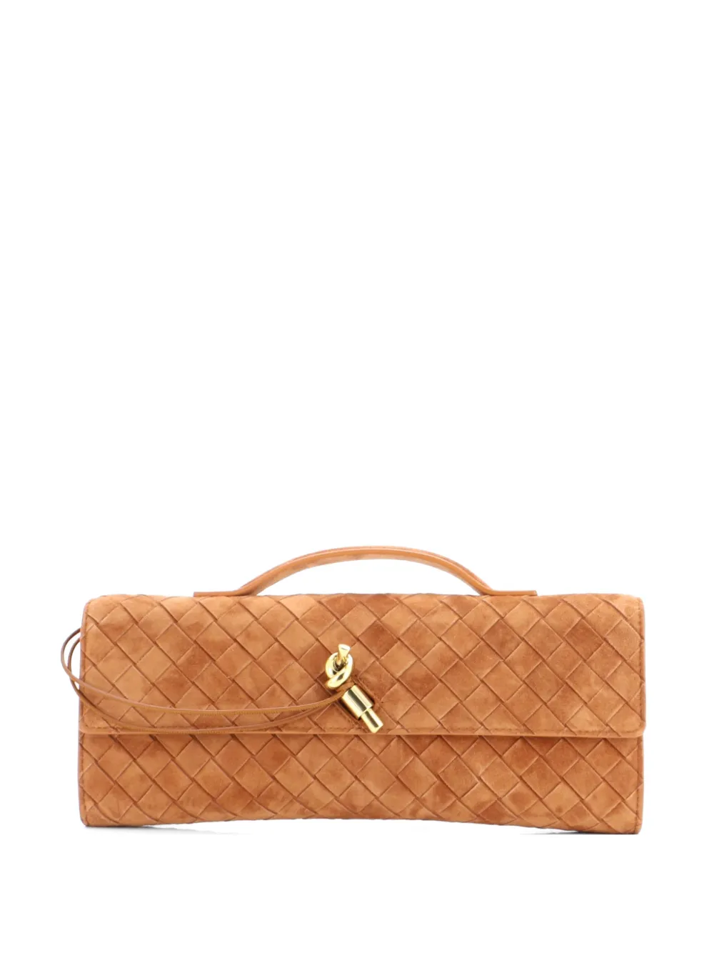 Bottega Veneta Pre-Owned Andiamo Top Handle Clutch Intrecciato Suede Long satchel - Marrone