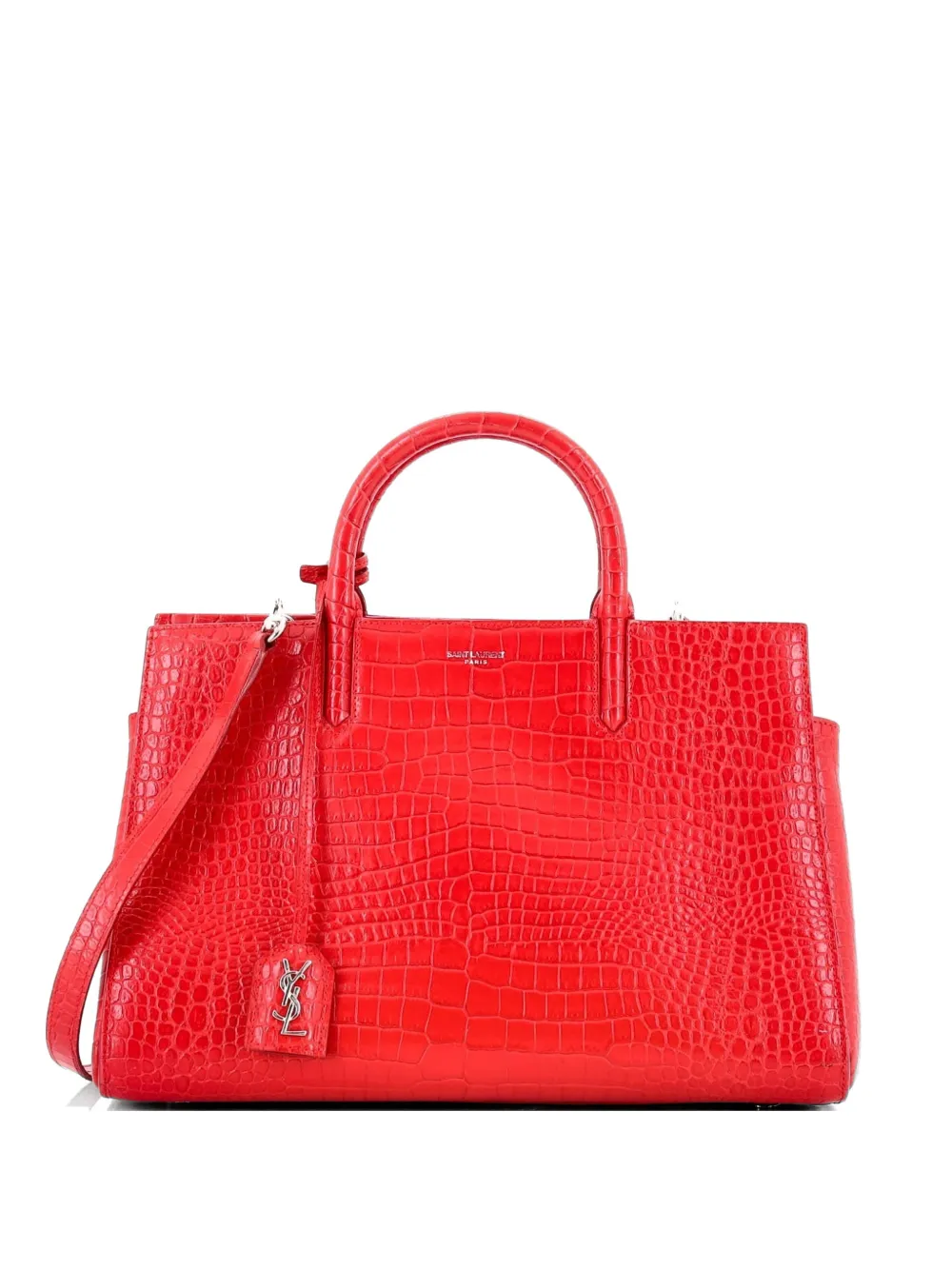 Saint Laurent Pre-Owned Rive Gauche Cabas Crocodile Embossed Leather Small satchel - Rosso