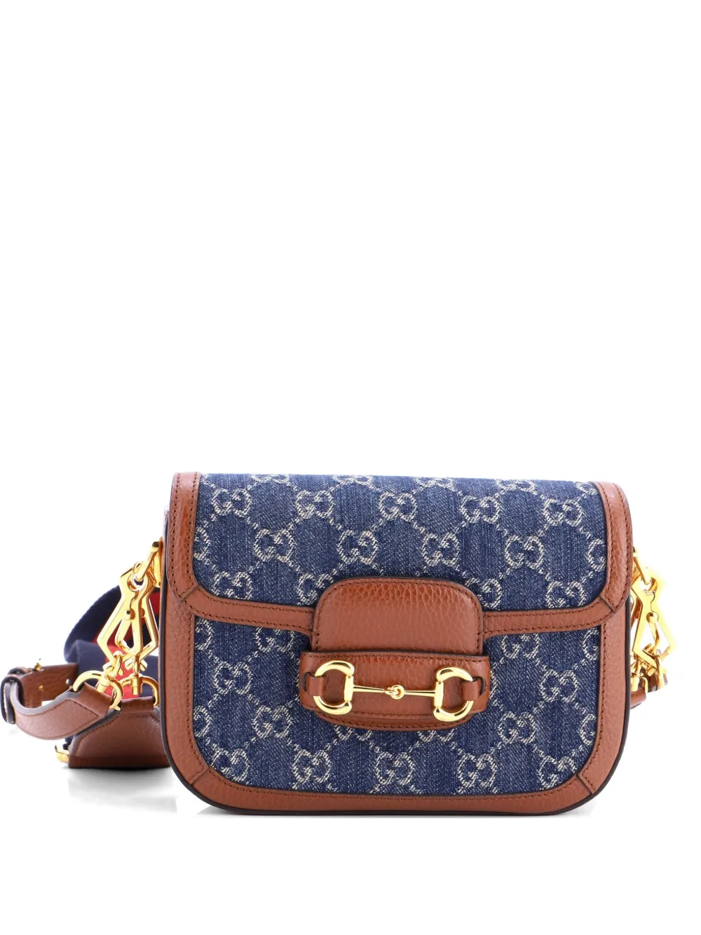 Gucci Pre-Owned Horsebit 1955 GG Denim Mini shoulder bag - Blu