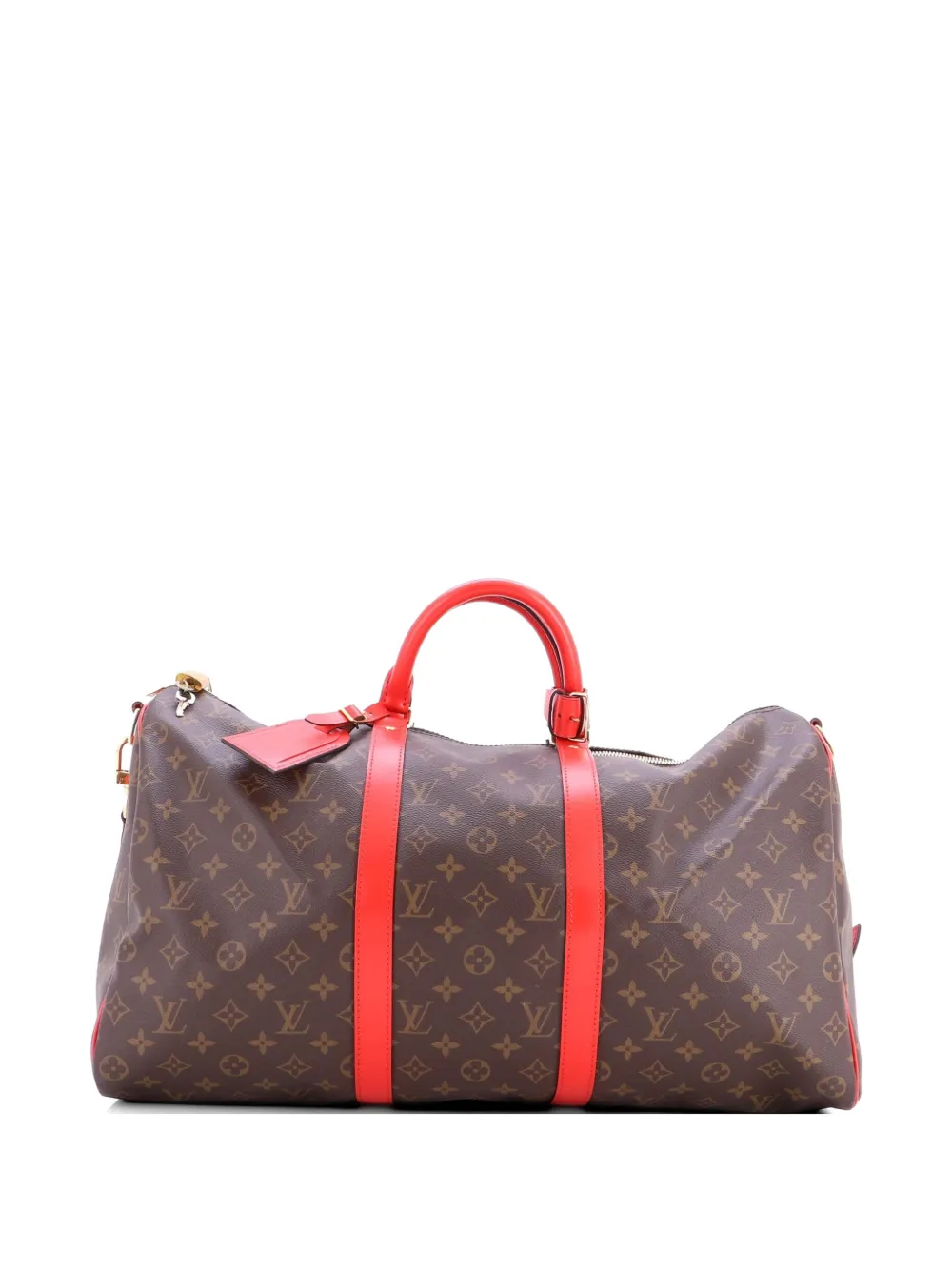 Louis Vuitton Pre-Owned Keepall Bandouliere Bag Monogram Canvas with Coquelicot Leather Trim 50 travel bag - Rosso