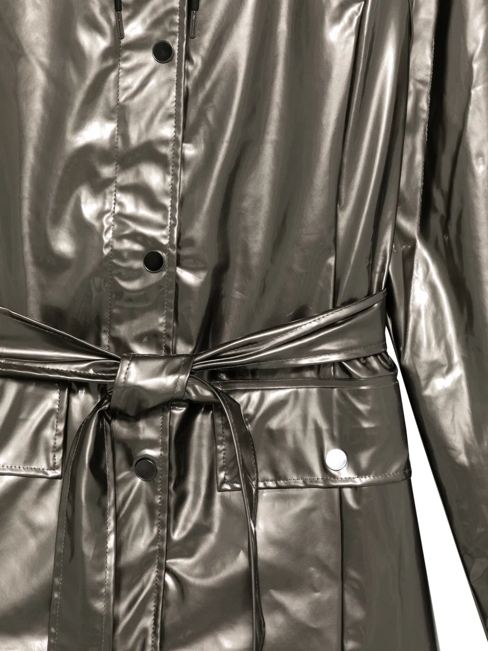 Rains Curve jack met capuchon en ceintuur Grijs