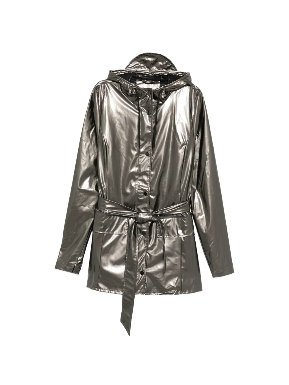 Rains Curve belted hooded jacket - Grigio