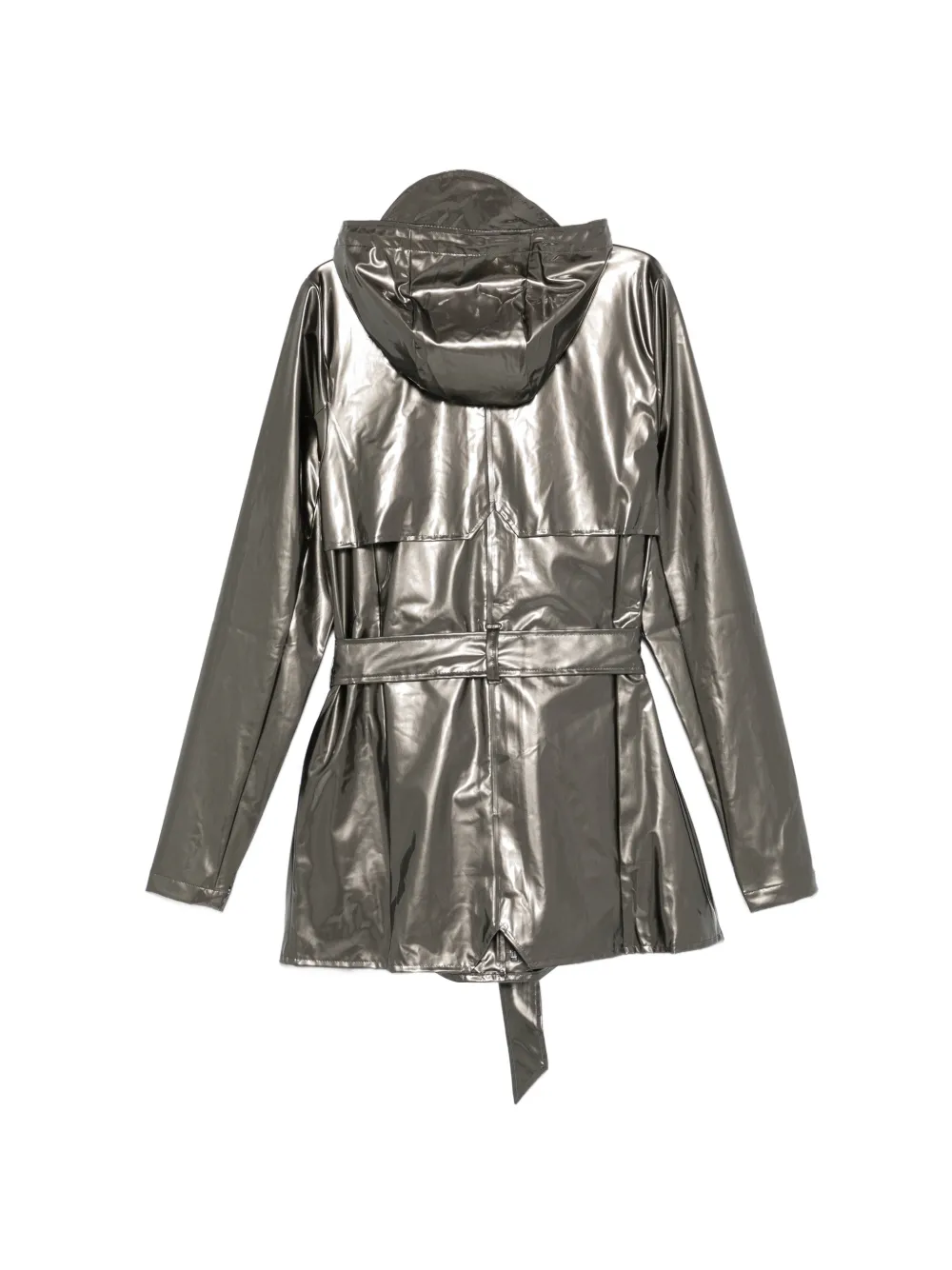 Rains Curve jack met capuchon en ceintuur Grijs