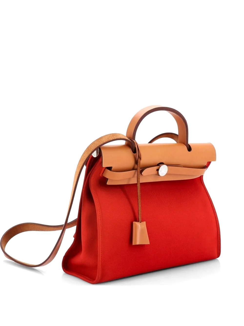 Hermès Pre-Owned Herbag Zip Leather and Toile 31 shoulder bag - Rosso