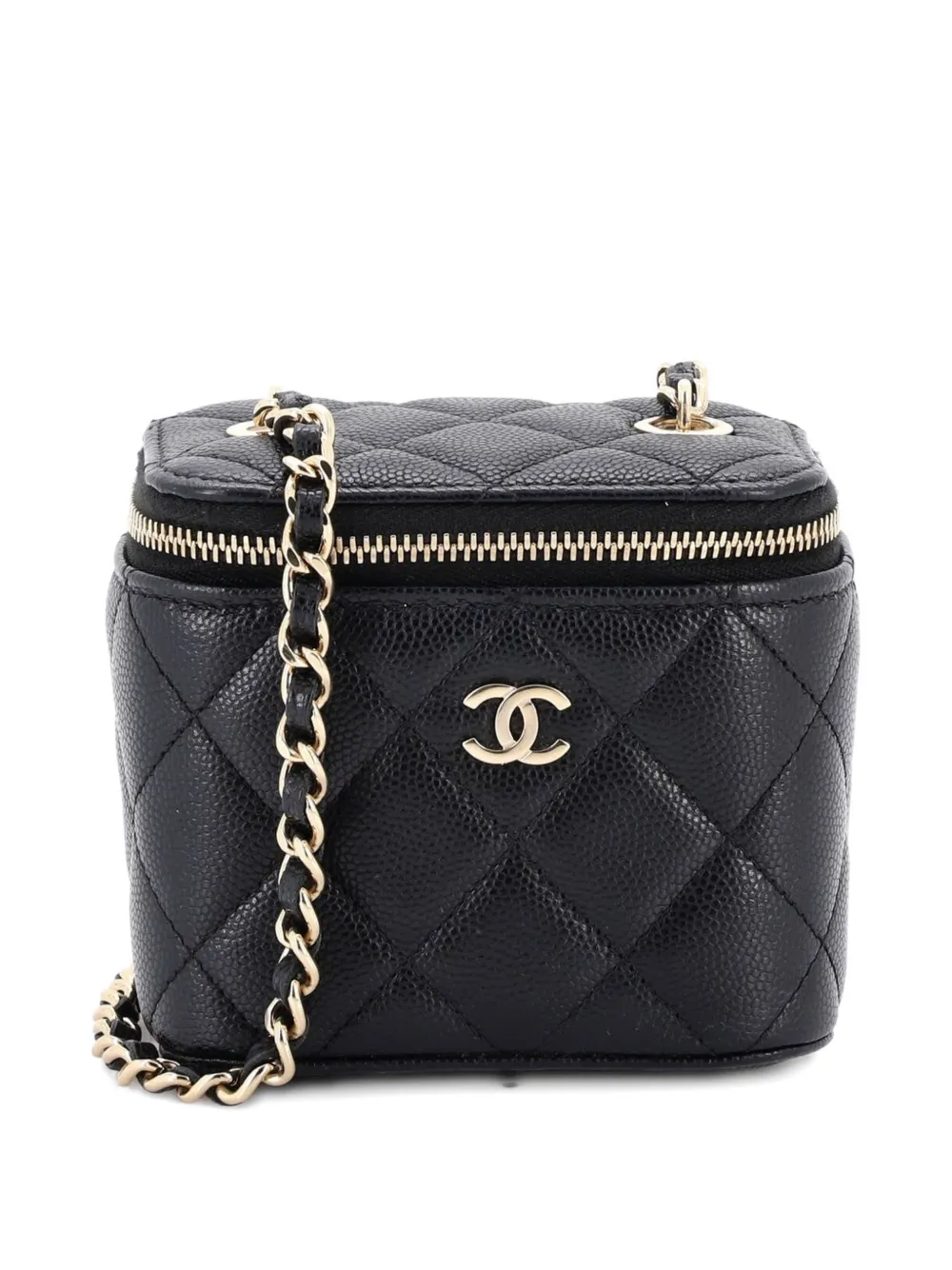 CHANEL Pre-Owned Classic Vanity Case with Chain Quilted Caviar Mini pouch - Nero