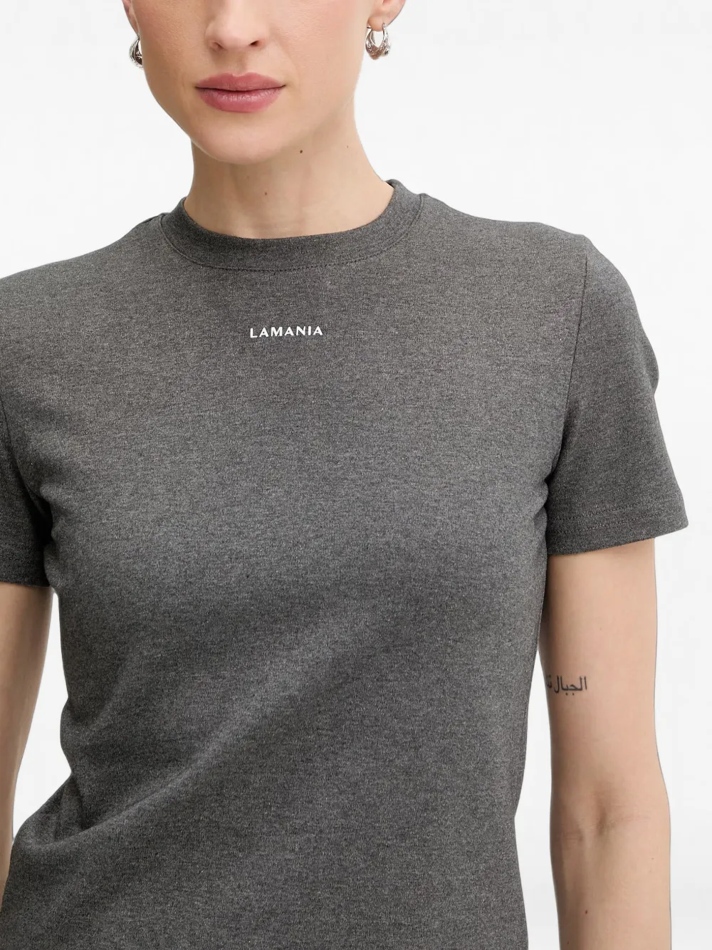 La Mania Ann T-shirt met logo-print en korte mouwen Grijs