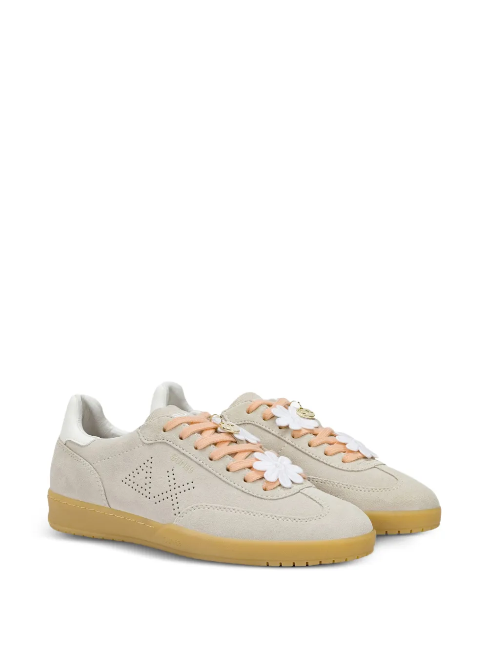Sun68 California Sun flower-embellished perforated sneakers Beige