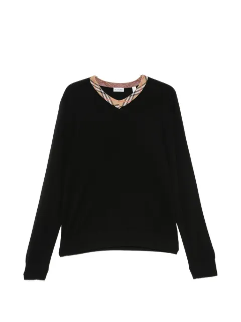 Burberry check-trim V-neck sweater
