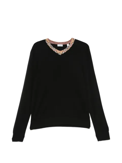 Burberry check-trim V-neck sweater