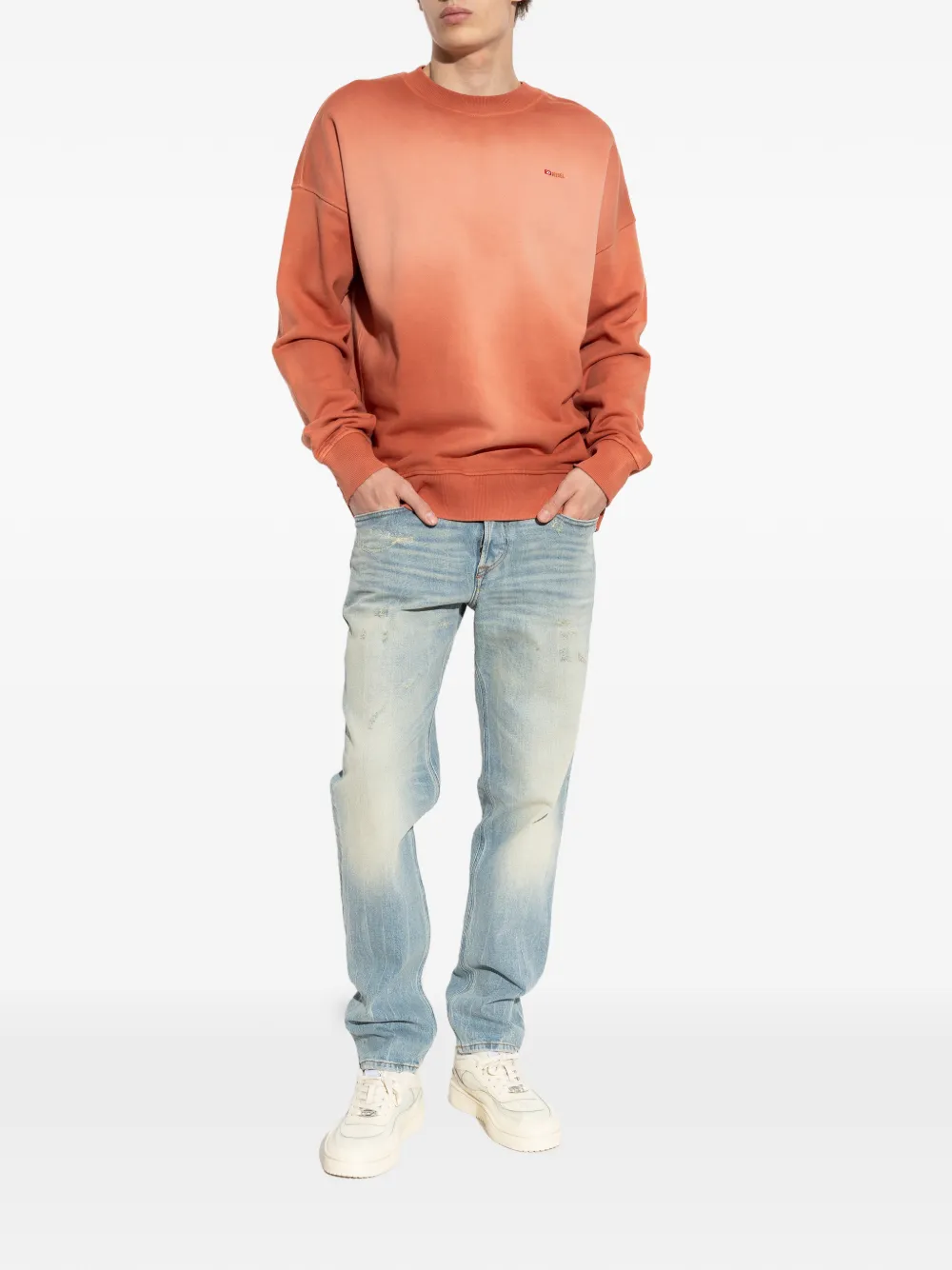 Diesel Sweater met geborduurd logo en kleurverloop Oranje