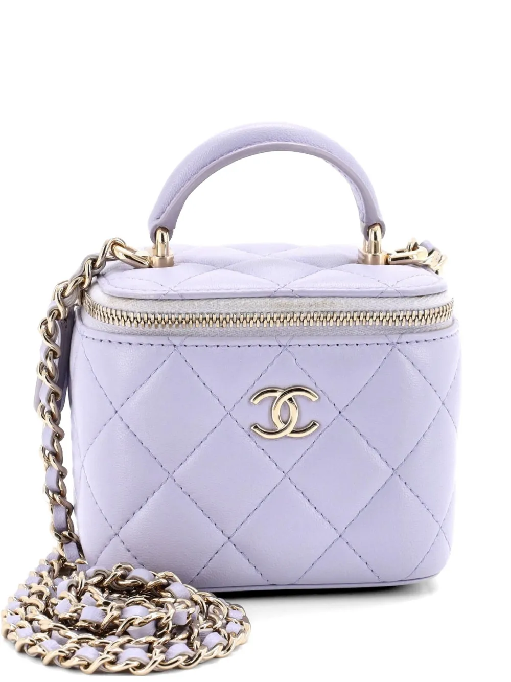 CHANEL Pre-Owned Classic Top Handle Vanity Case with Chain Quilted Lambskin Mini crossbody bag - Violett