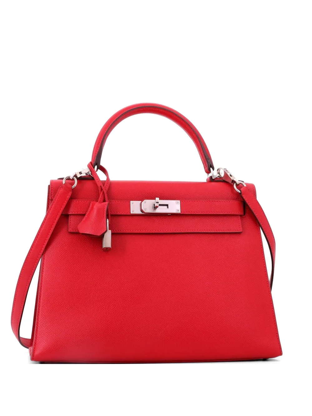 Hermès Pre-Owned Kelly Handbag Red Epsom with Palladium Hardware 28 satchel