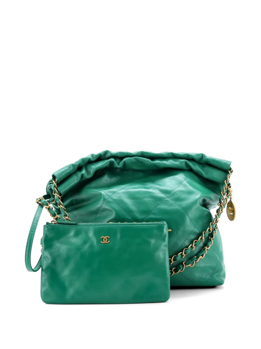 CHANEL Pre-Owned 22 Chain Quilted Calfskin Small Hobo Bag | Green