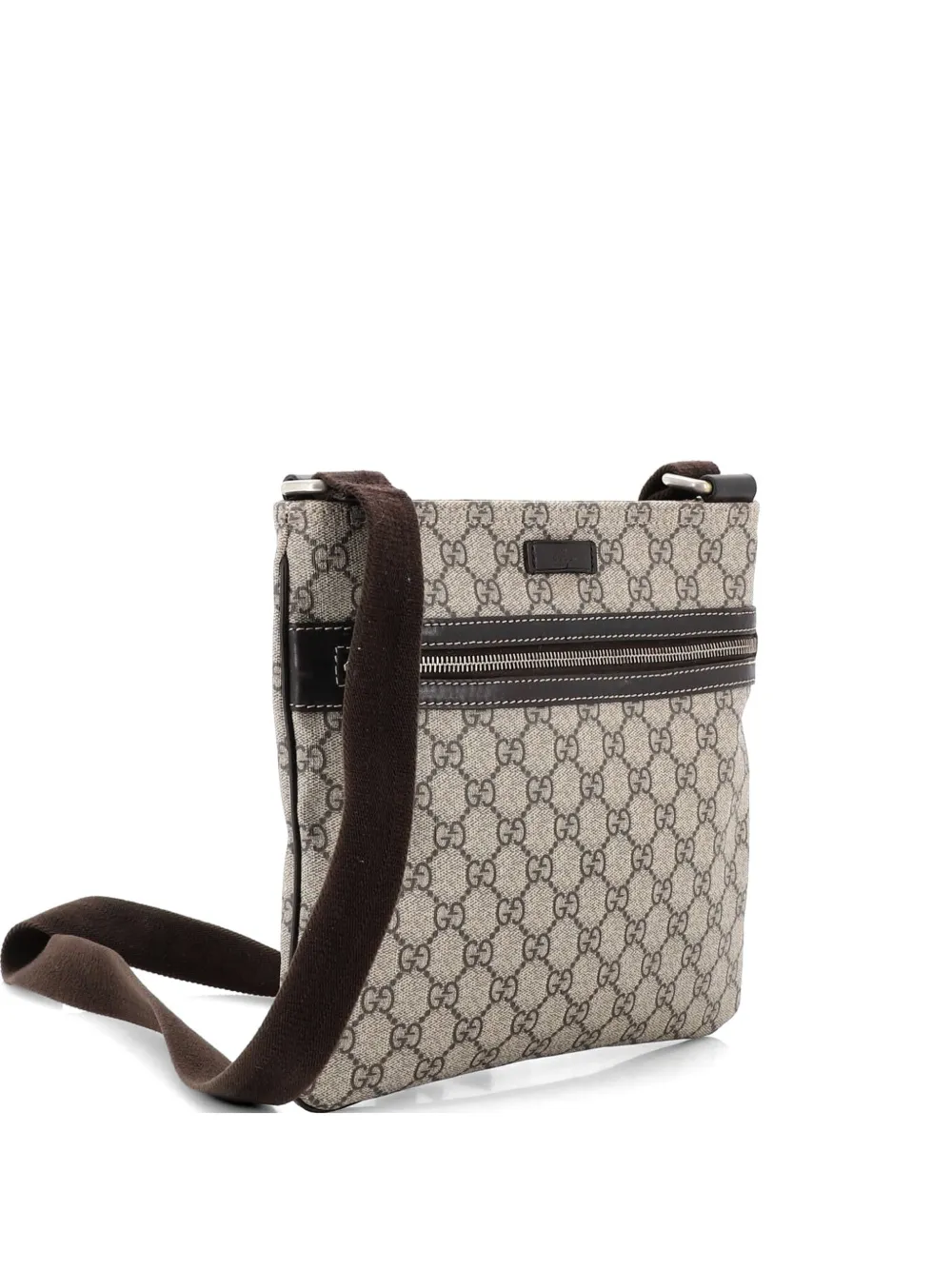 Gucci Pre-Owned Front Zip Flat Messenger Bag GG Coated Canvas Medium crossbody bag - Marrone