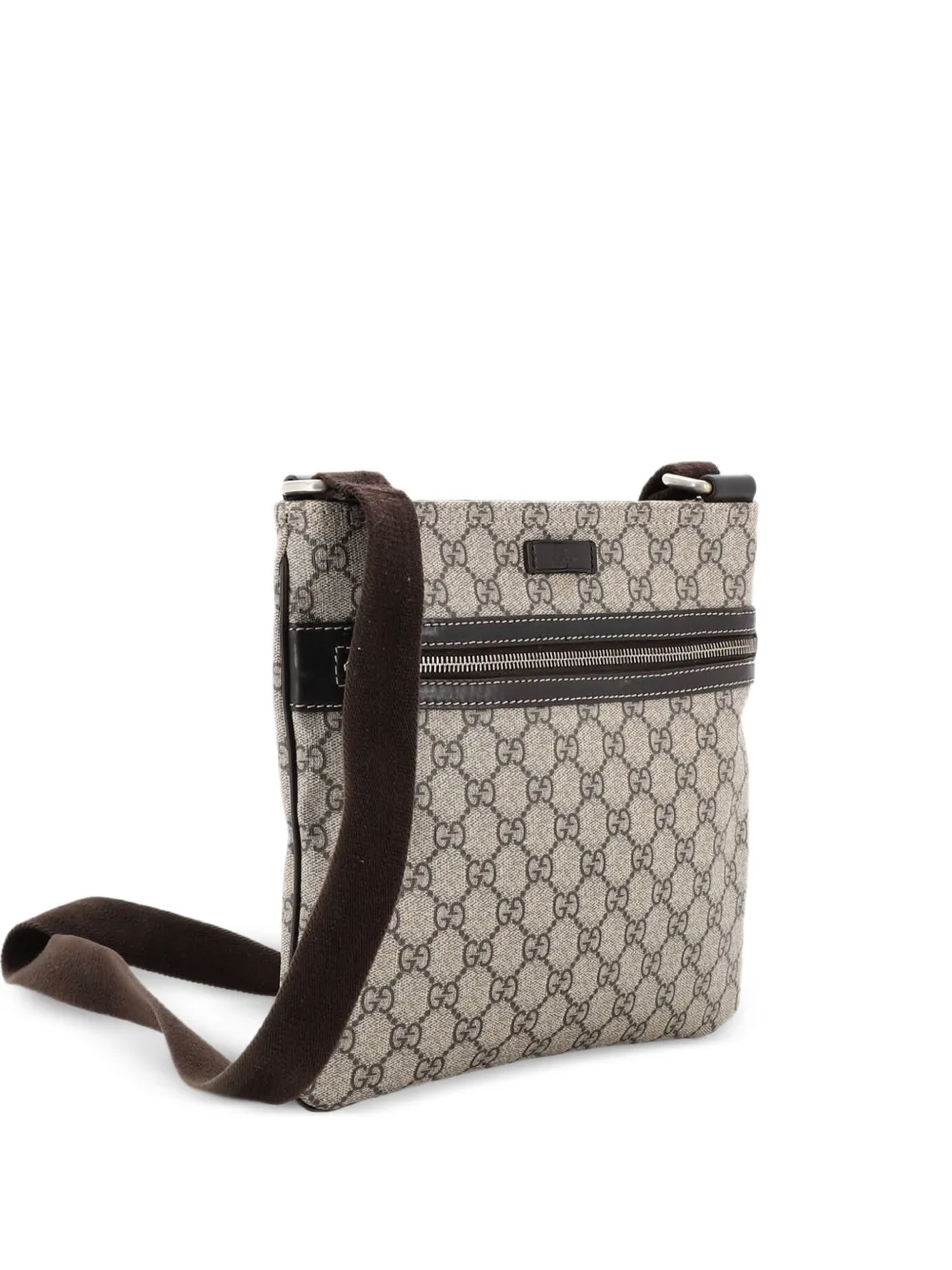 Gucci Pre-Owned Front Zip Flat Messenger Bag GG Coated Canvas Medium crossbody bag - Marrone