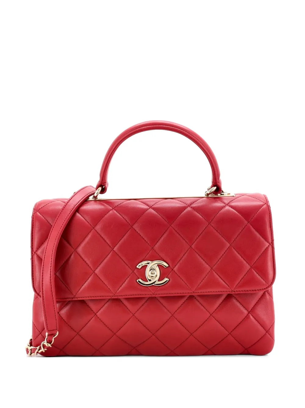 CHANEL Pre-Owned Mittelgroße Trendy CC Handle Bag Umhängetasche mit Steppung - Rot