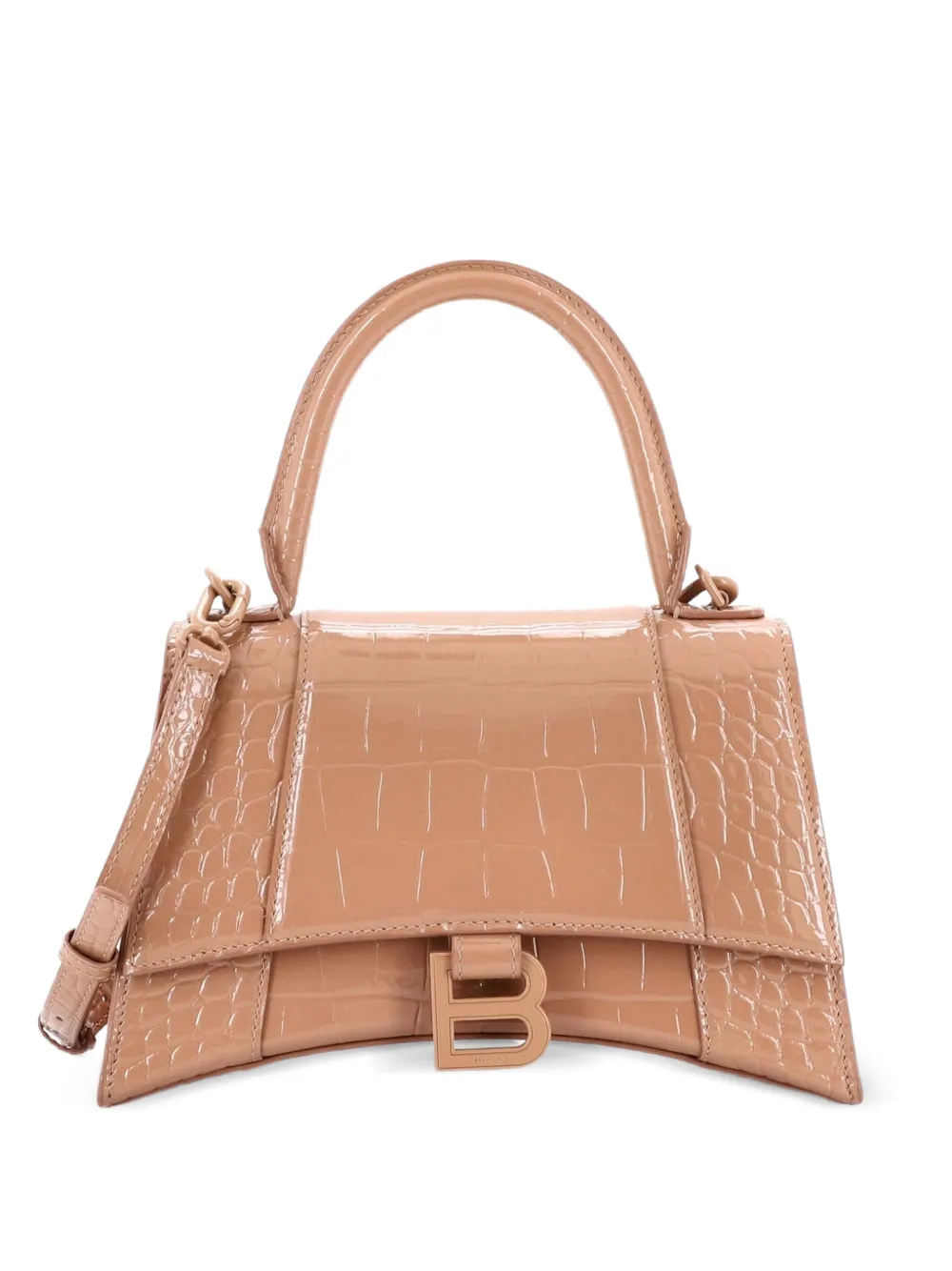 Balenciaga Pre-Owned Hourglass Top Handle Bag Crocodile Embossed Leather Small crossbody bag - Toni neutri