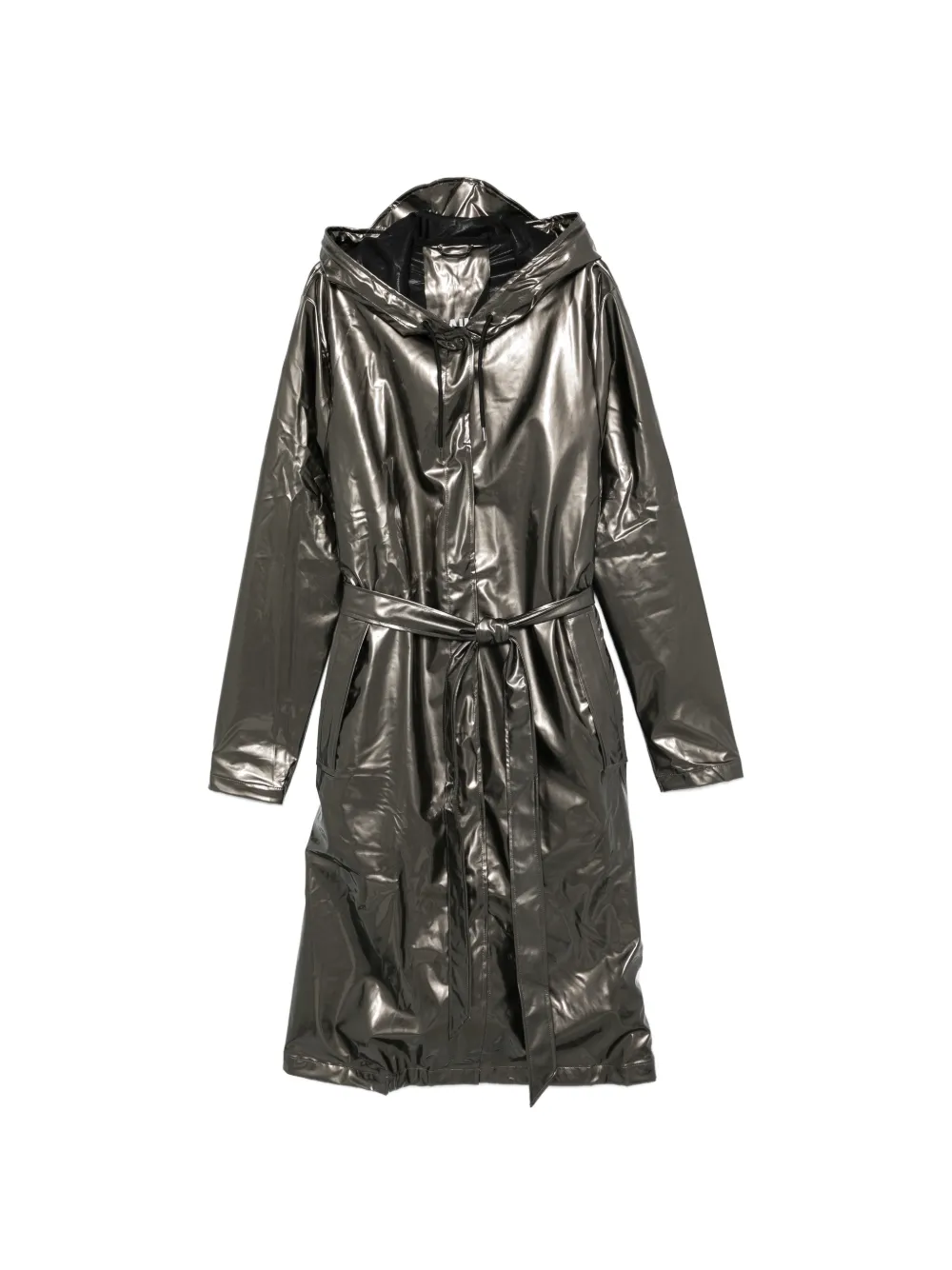 Rains A-line hooded belted coat - Grigio
