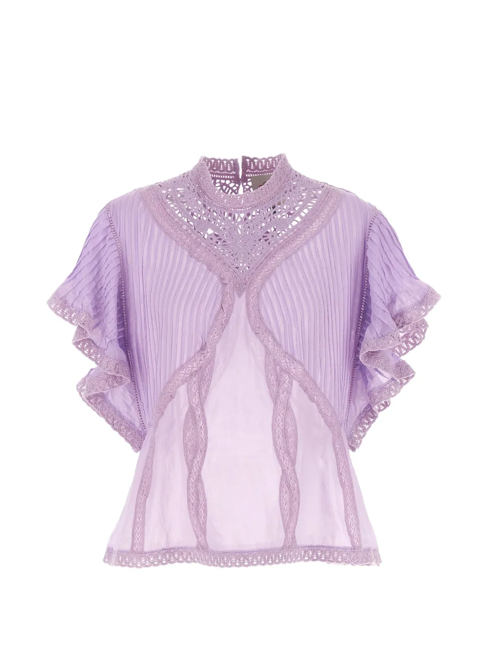 FARM Rio openwork-pleated blouse - Viola