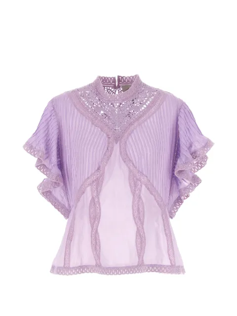 FARM Rio openwork-pleated blouse
