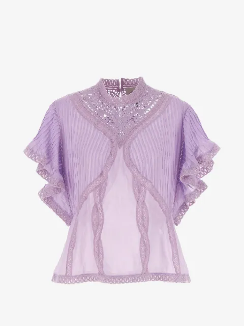 FARM Rio openwork-pleated blouse