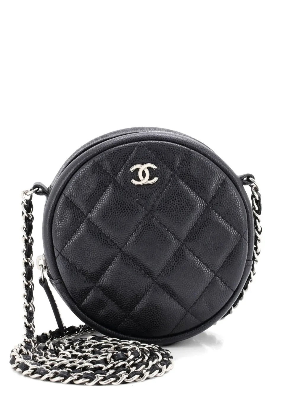 CHANEL Pre-Owned Round Clutch with Chain Quilted Caviar Mini crossbody bag - Schwarz