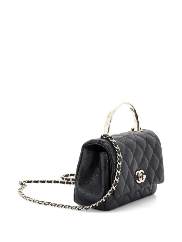 CHANEL Pre-Owned Coco Crush Top Handle Bag Quilted Caviar Mini