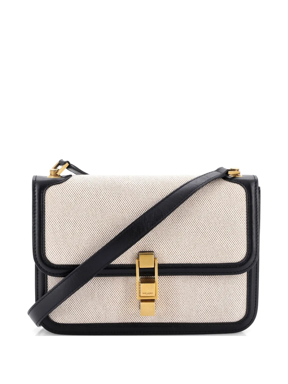 Saint Laurent Pre-Owned Carre Satchel Canvas with Leather Medium shoulder bag - Nero