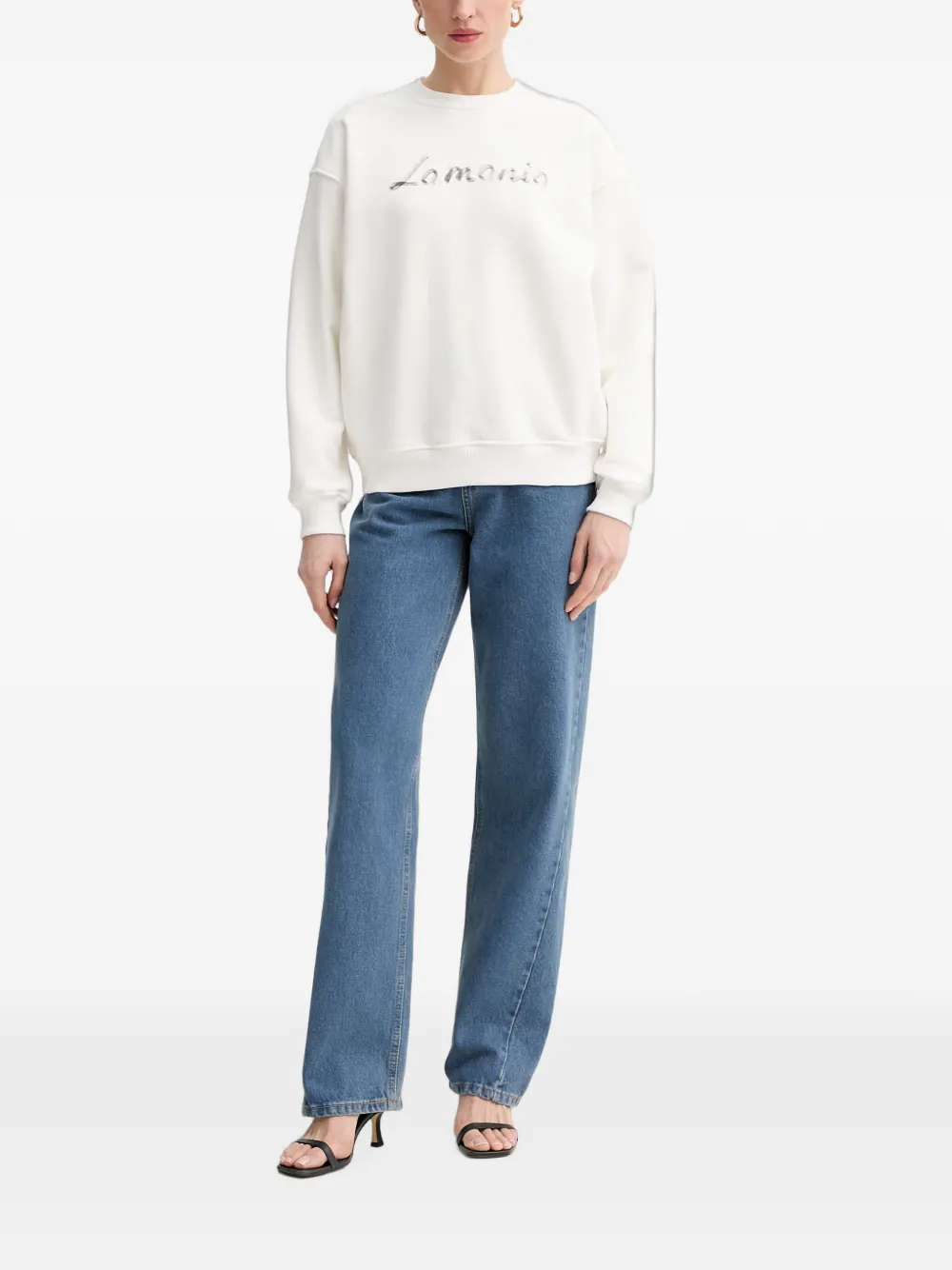 La Mania Fiora sweater met logoprint Wit