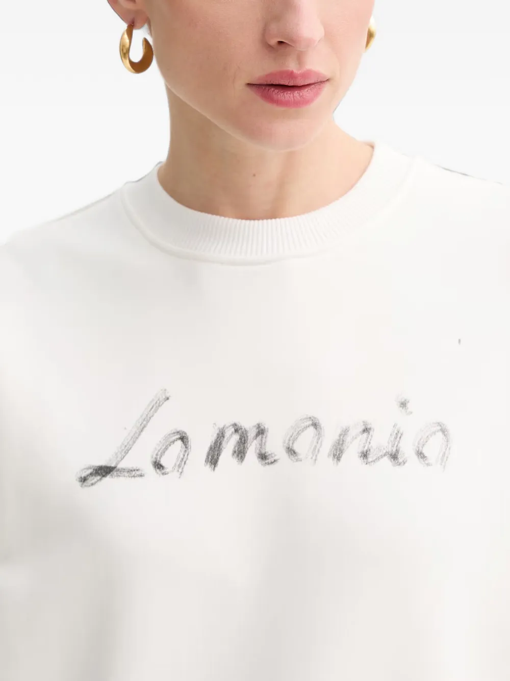 La Mania Fiora sweater met logoprint Wit