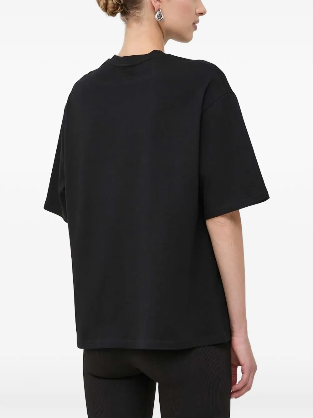 La Mania Melanie katoenen T-shirt met geborduurd logo Zwart