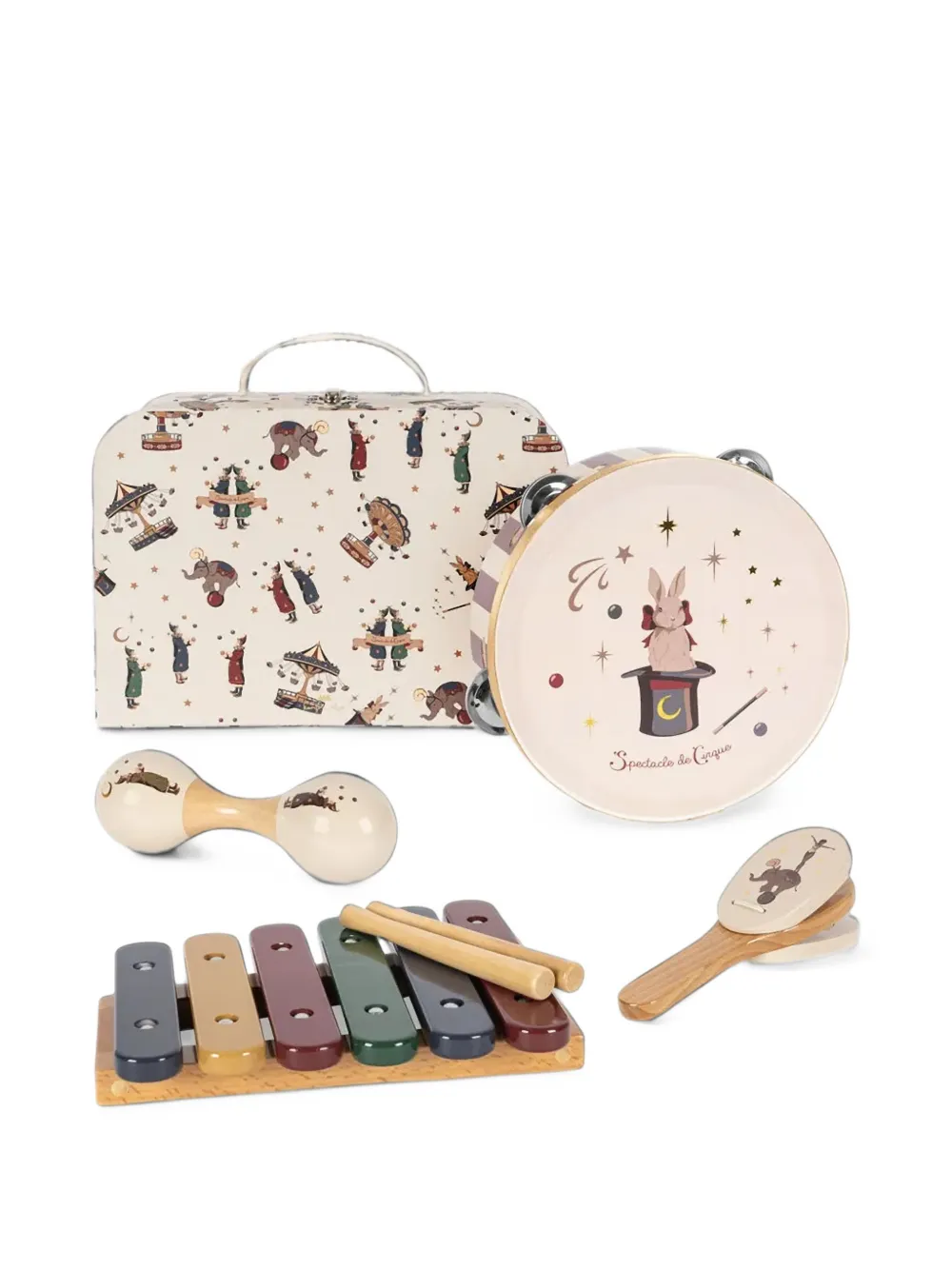 Konges Sløjd Circus-print musical instrument set - Nude