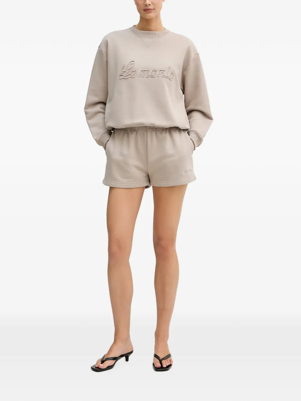 La Mania Mica embroidered-logo drawstring-waist shorts - Toni neutri