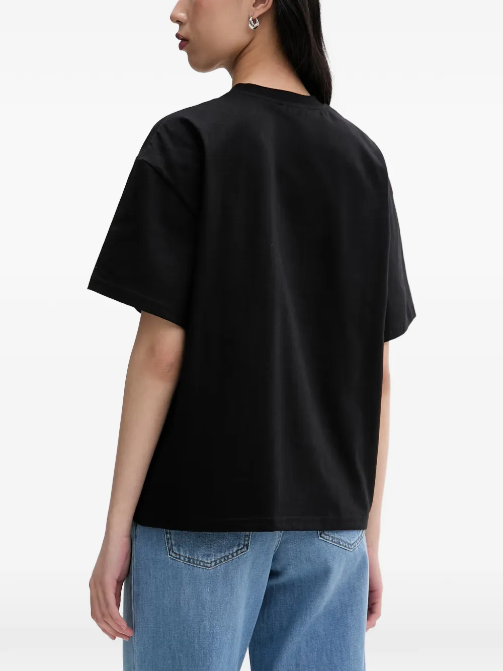 La Mania Carena T-shirt met geborduurd logo Zwart