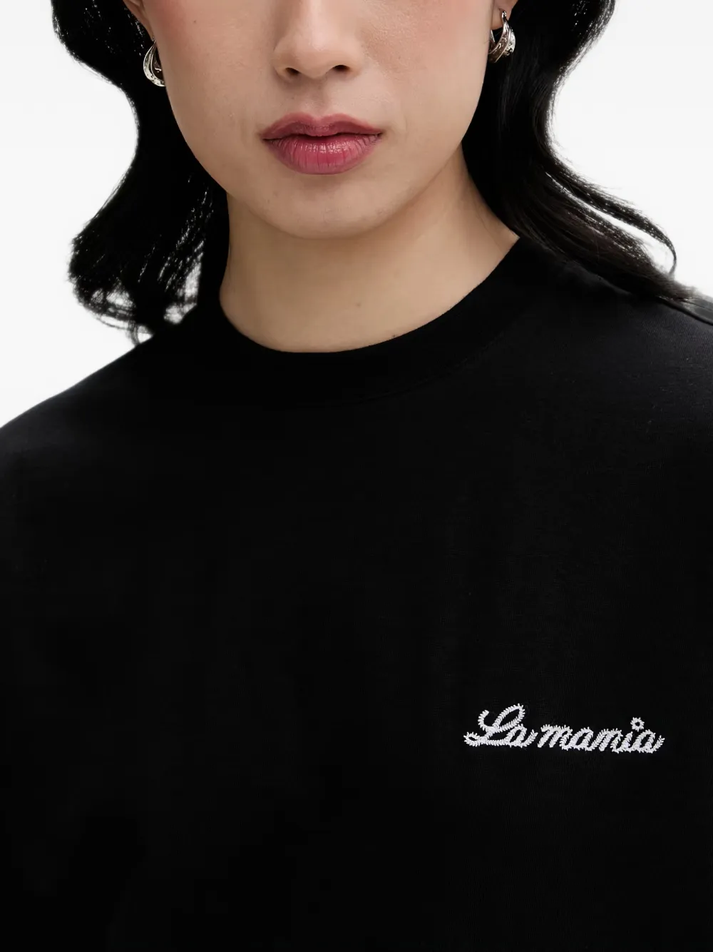 La Mania Carena T-shirt met geborduurd logo Zwart