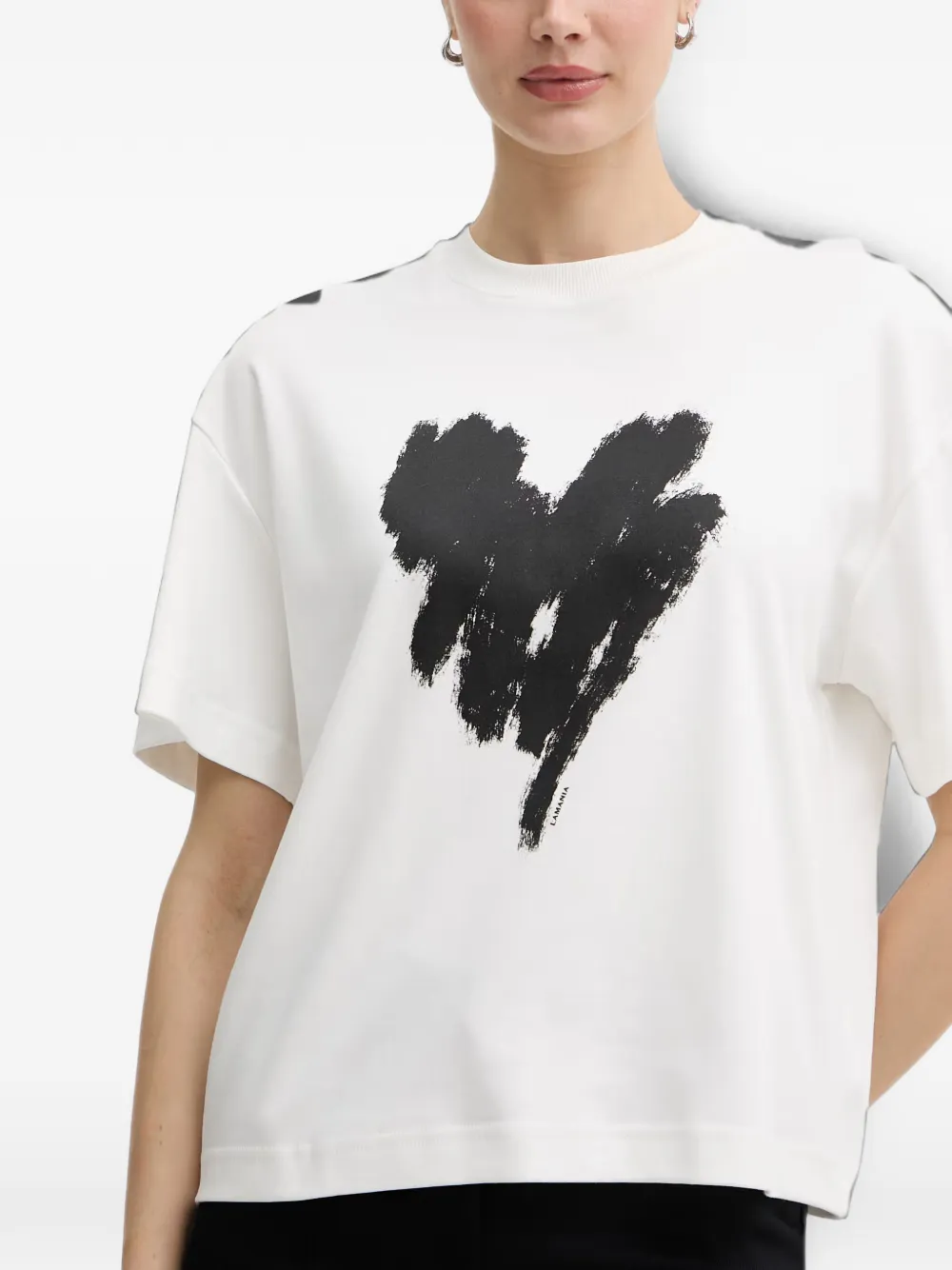 La Mania Sander T-shirt met hart-print en korte mouwen Wit