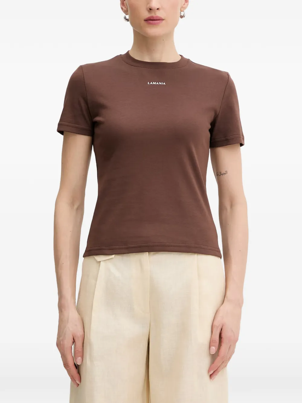 La Mania Ann logo-print T-shirt - Marrone