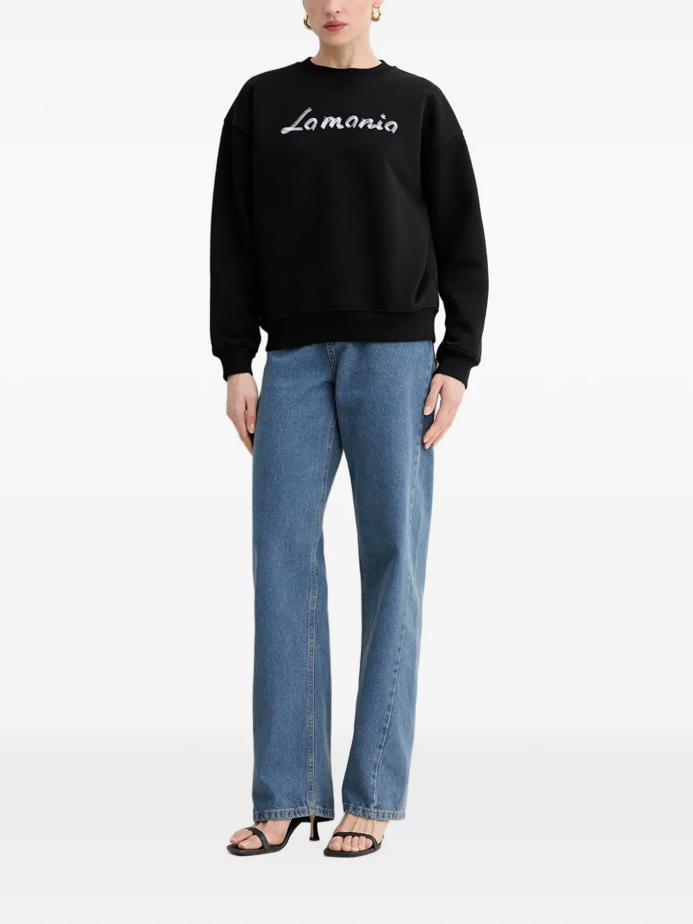 La Mania Fiora sweater met logoprint Zwart