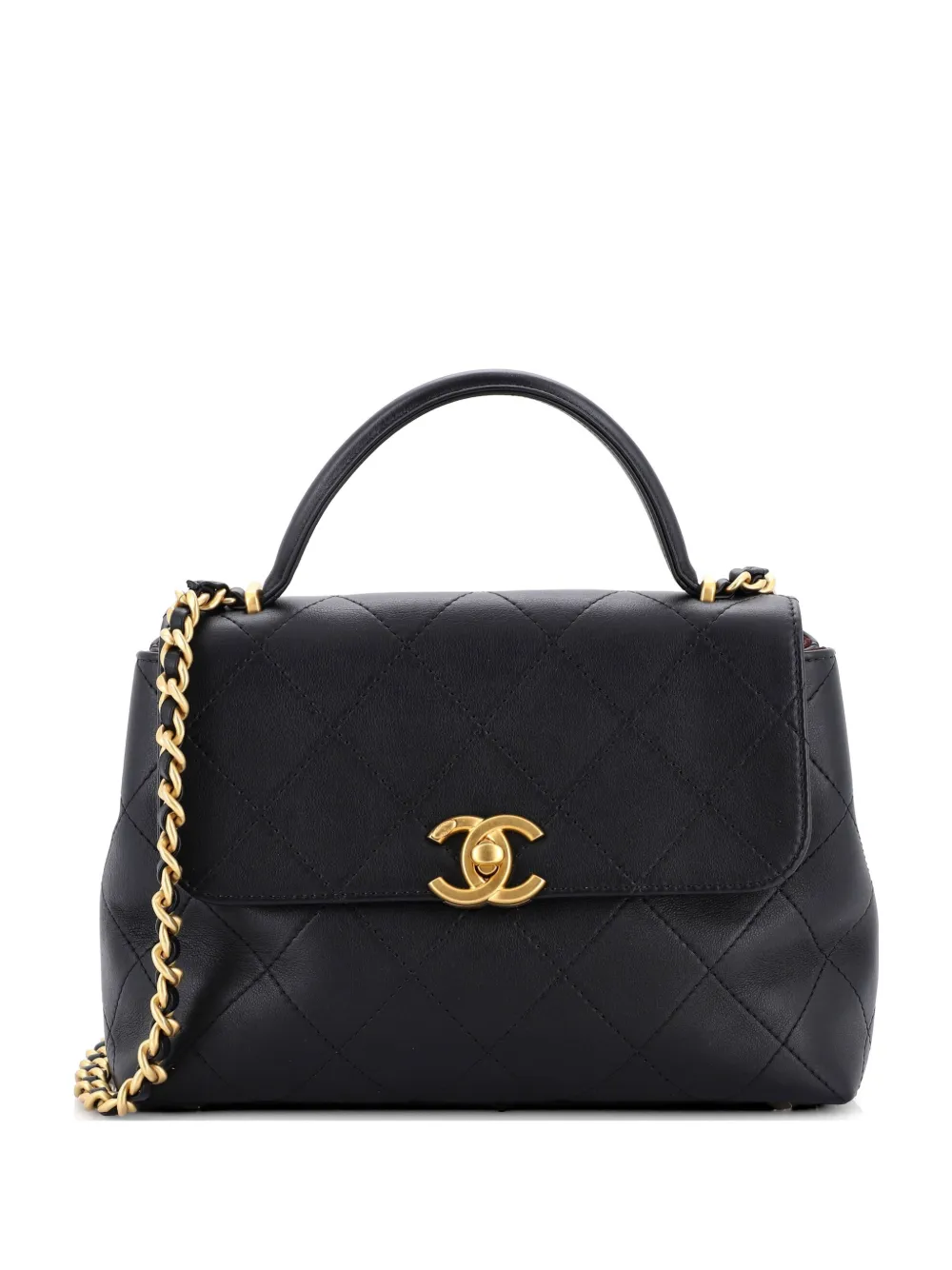 CHANEL Pre-Owned CC Top Handle Flap Bag Quilted Calfskin Large crossbody bag - Schwarz
