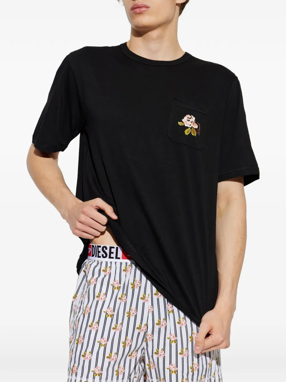 Diesel Kit-Jack-D-Core floral-print two-piece pajamas - Schwarz