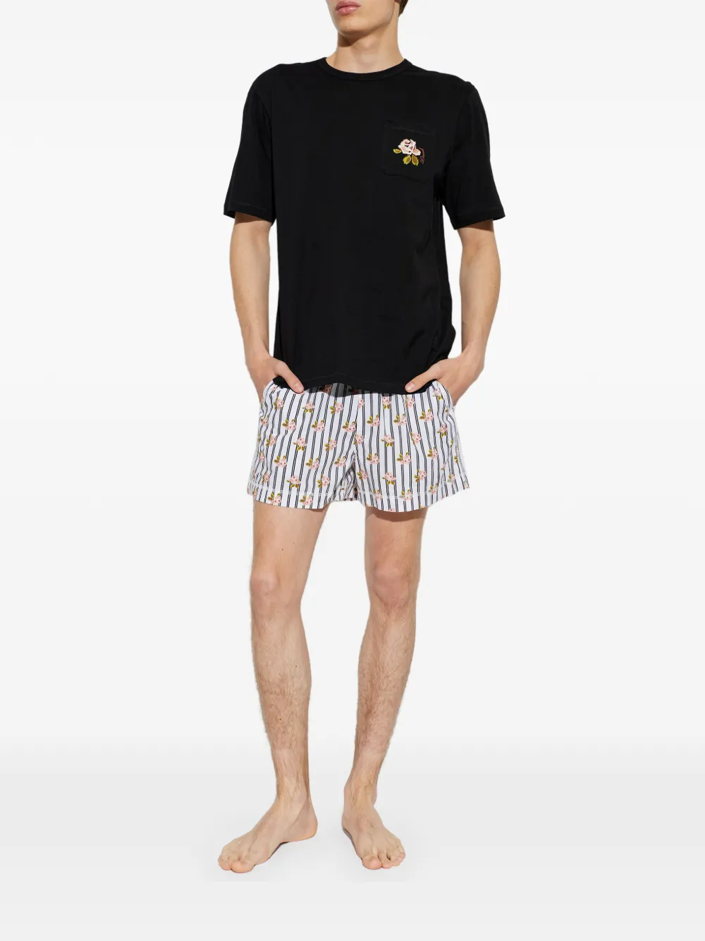 Diesel Kit-Jack-D-Core pyjama met bloemenprint Zwart