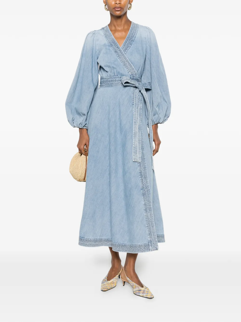 ZIMMERMANN Midi-wikkeljurk met ceintuur Blauw