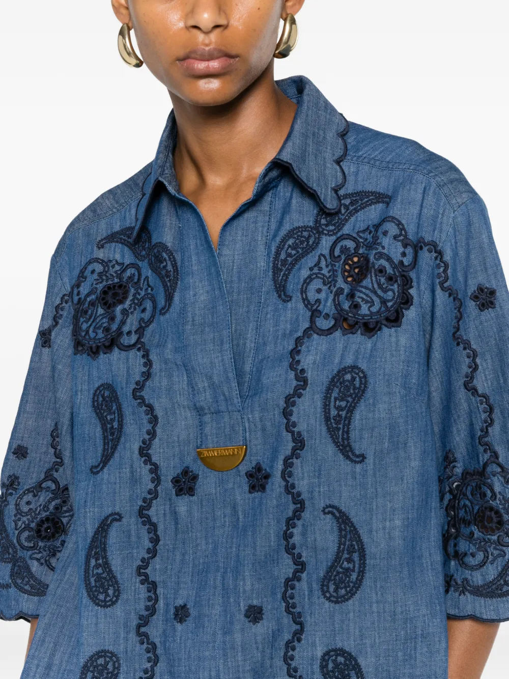 ZIMMERMANN Mini-jurk met borduurwerk Blauw