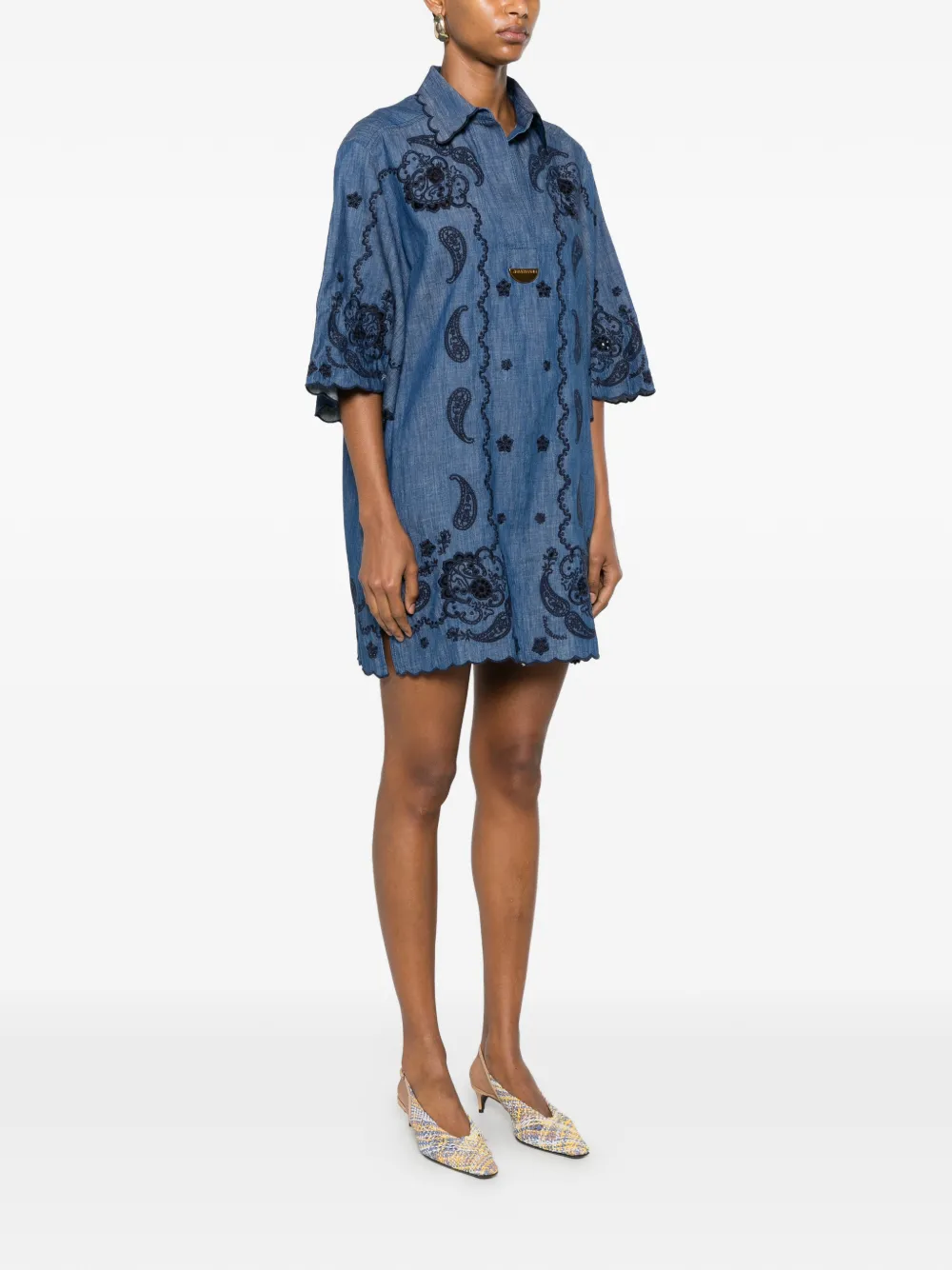 ZIMMERMANN Mini-jurk met borduurwerk Blauw