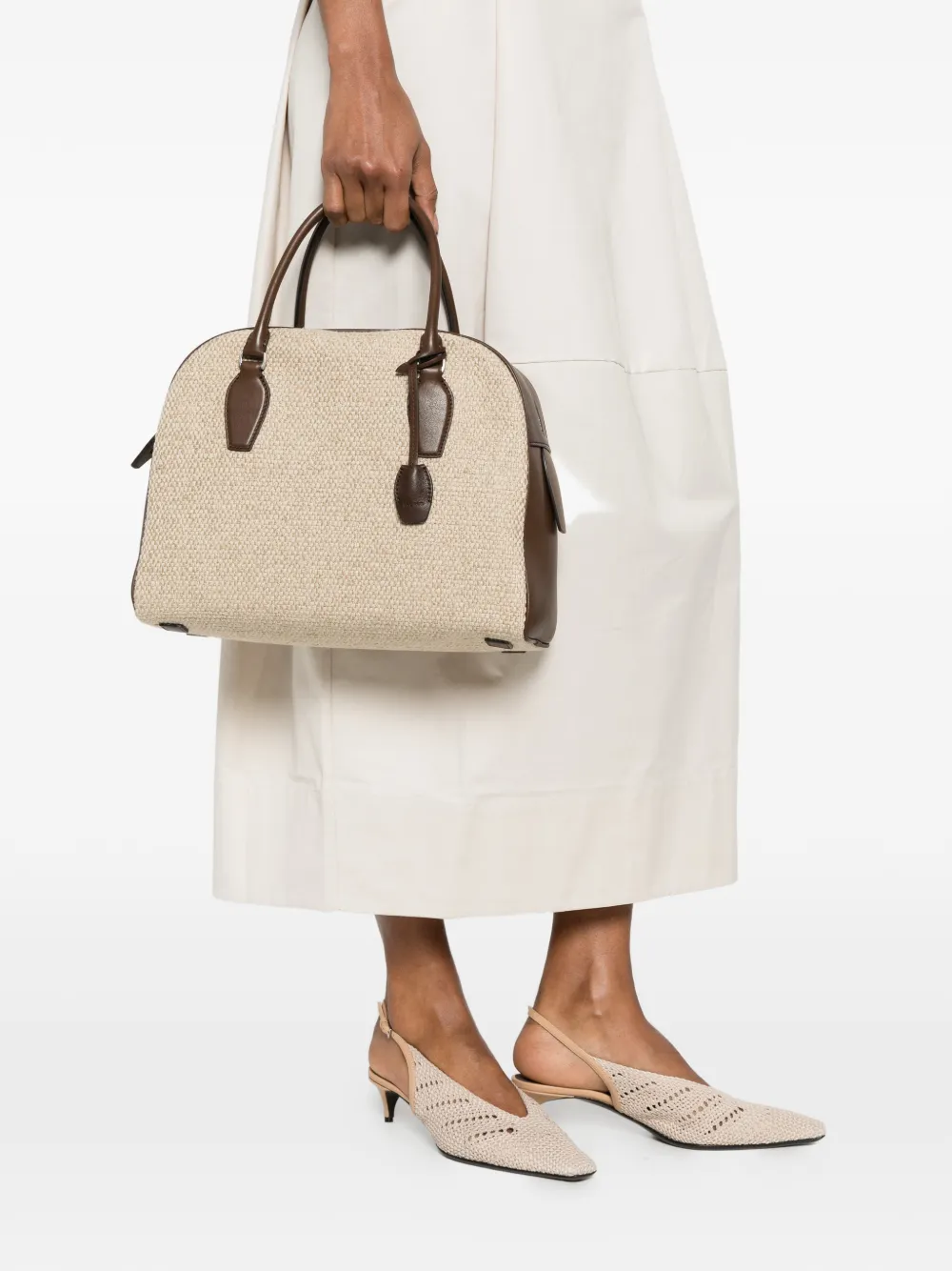 The Row India shopper met leren afwerking Beige