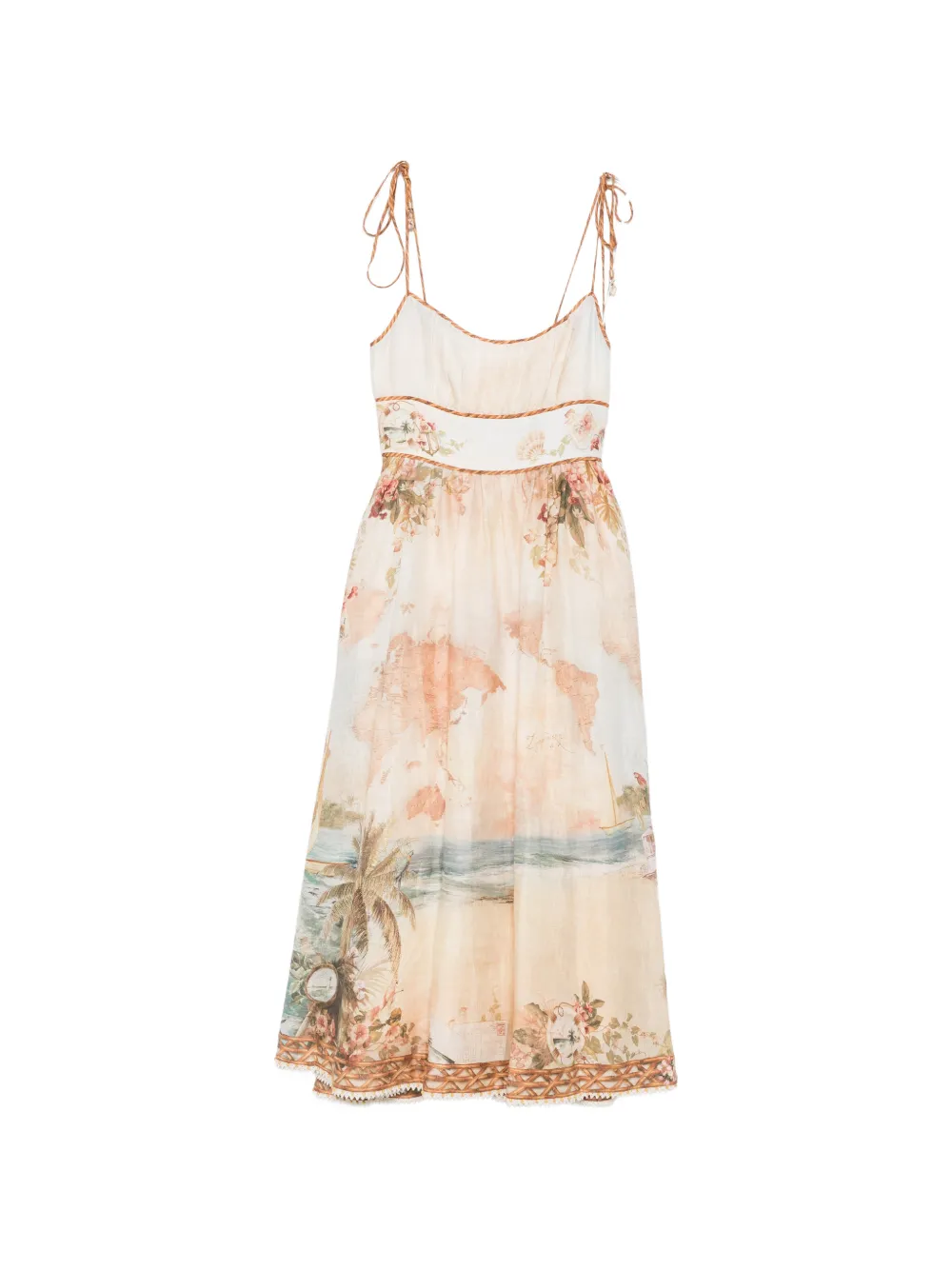 ZIMMERMANN map-print tie-strap dress - Toni neutri
