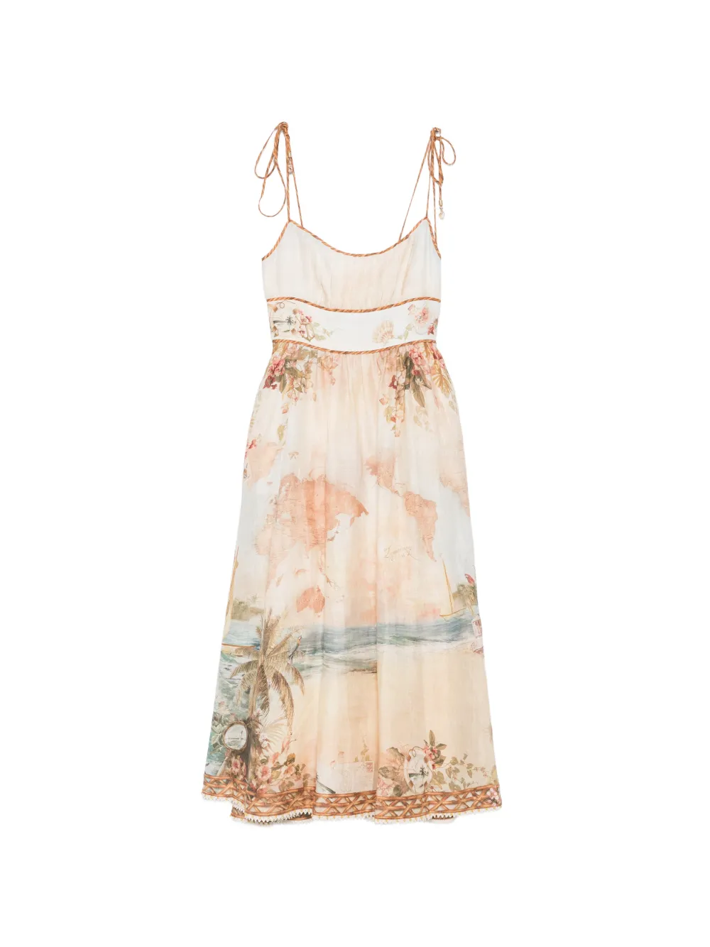 ZIMMERMANN map-print tie-strap dress - Toni neutri