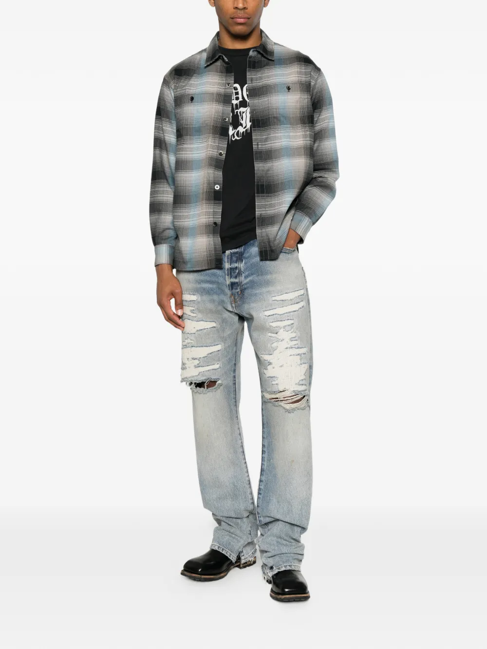 GALLERY DEPT. Gerafelde jeans met riemlus Blauw