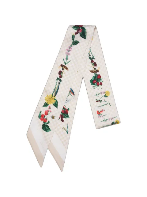 Mulberry floral-print gingham-check scarf