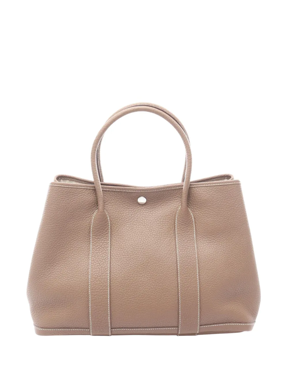 Hermès Pre-Owned 2019 HERMES Garden party PM Negonda leather leather Negonda leather Gray Etoupe Grey Used Women tote bag - Grigio